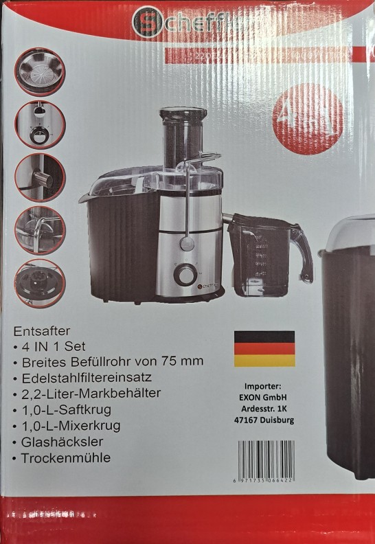 SCHEFFLER  Mixer  : centrifugeuse, hachoir  Tout en 1  Centrifugeuse , Mixer multifonctions “4 en 1 “